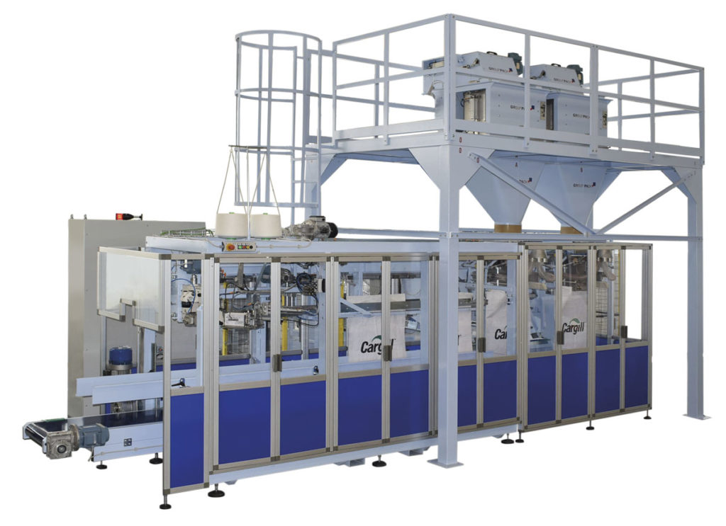FuturPack 1200. Super-automatic net weight system for open mouth bags, with various closing systems